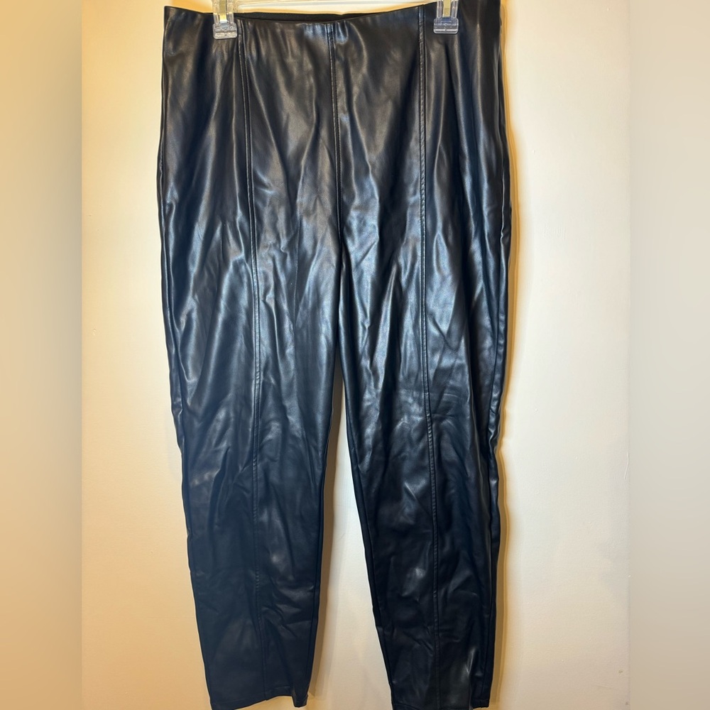 SOLD! Black Faux Leather Straight Leg Pants